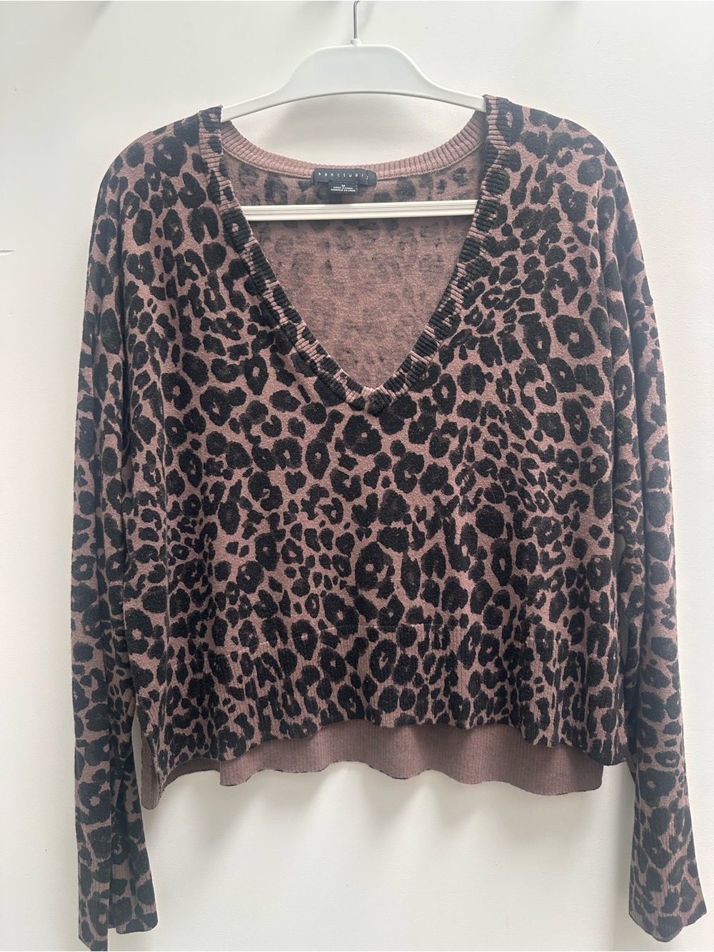 Sanctuary Leopard Print V-Neck Sweater - Brown and Black